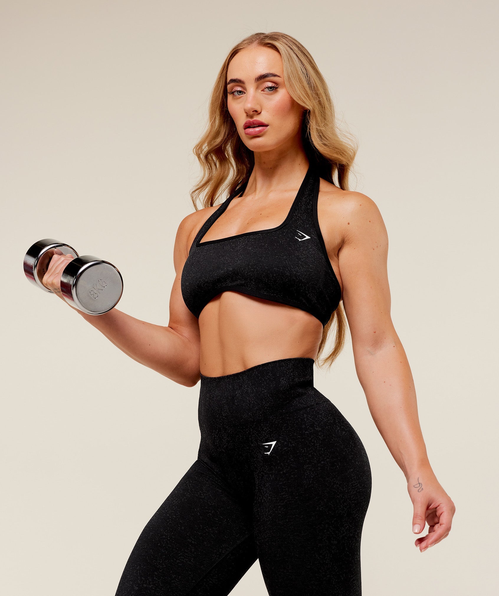 Women's Gymshark Adapt Fleck X Whitney Halterneck Sports Bra Black