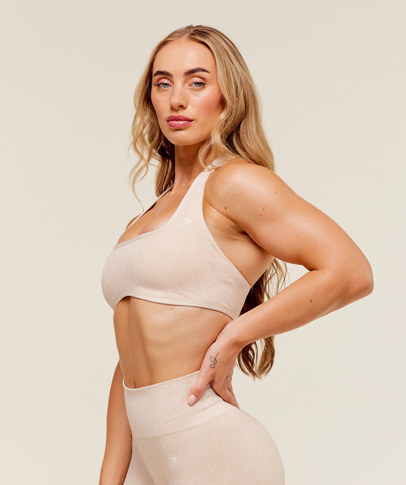 Women's Gymshark Adapt Fleck X Whitney Halterneck Sports Bra Coconut White