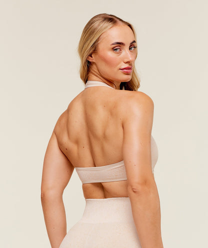 Women's Gymshark Adapt Fleck X Whitney Halterneck Sports Bra Coconut White