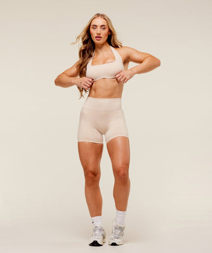 Women's Gymshark Adapt Fleck X Whitney Halterneck Sports Bra Coconut White