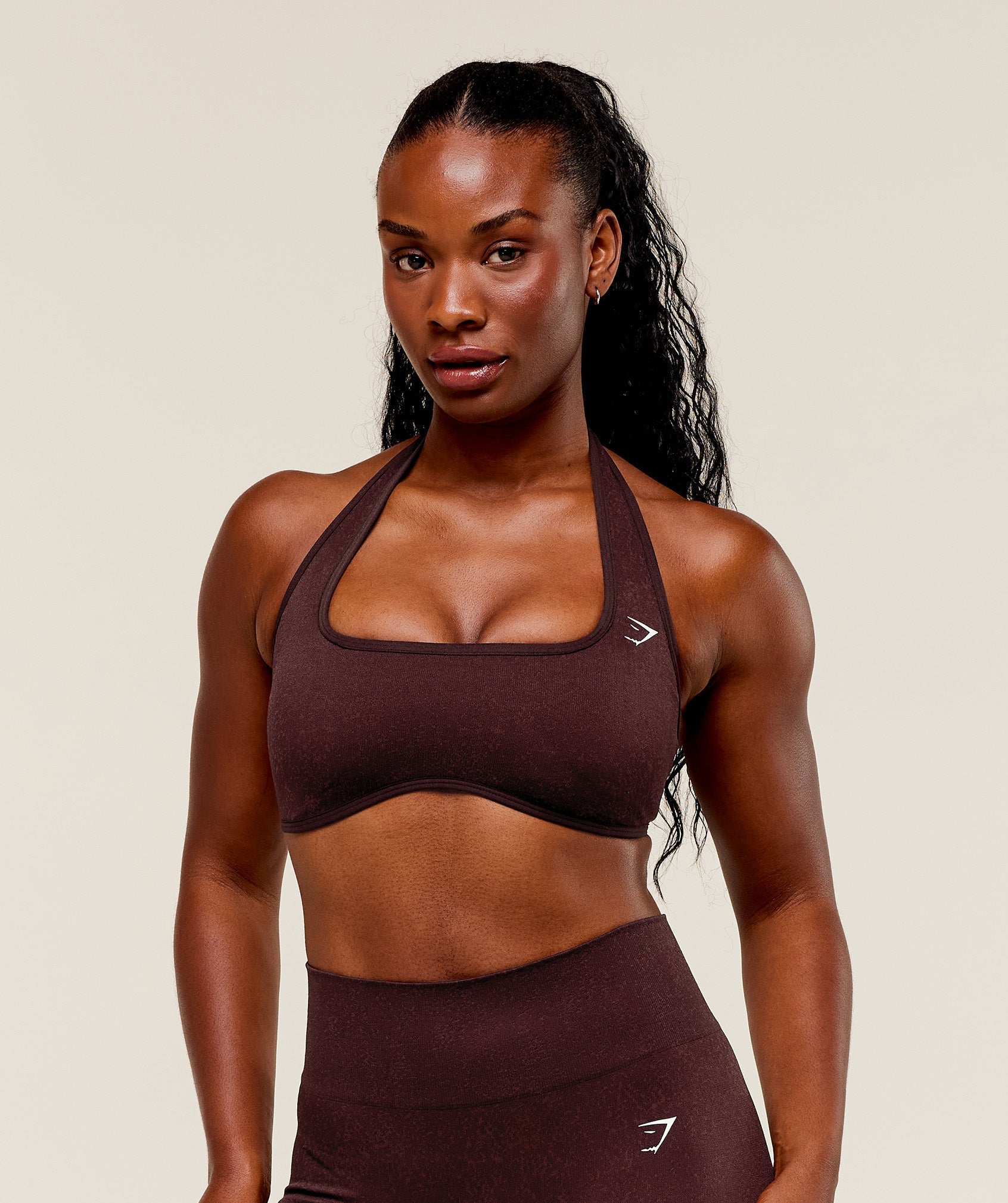 Women's Gymshark Adapt Fleck X Whitney Halterneck Sports Bra Cherry Purple