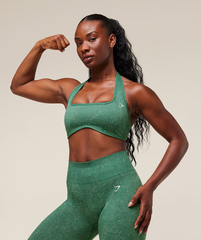 Women's Gymshark Adapt Fleck X Whitney Halterneck Sports Bra Lift Green