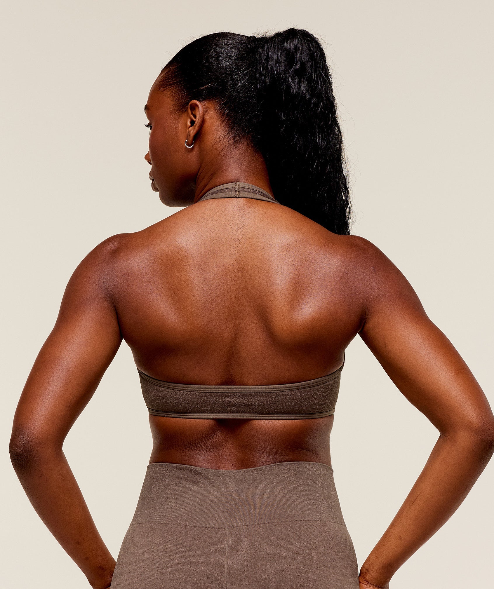 Women's Gymshark Adapt Fleck X Whitney Halterneck Sports Bra Soft Brown