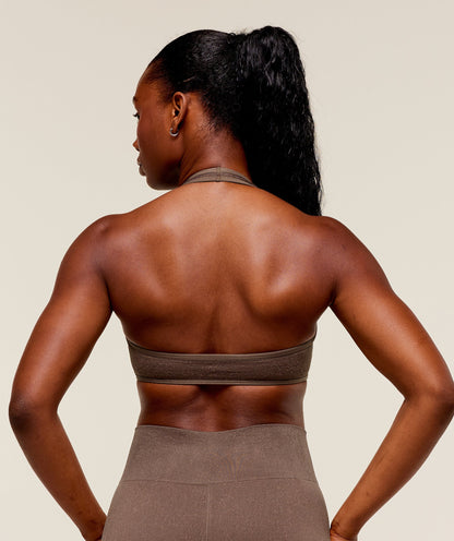 Women's Gymshark Adapt Fleck X Whitney Halterneck Sports Bra Soft Brown