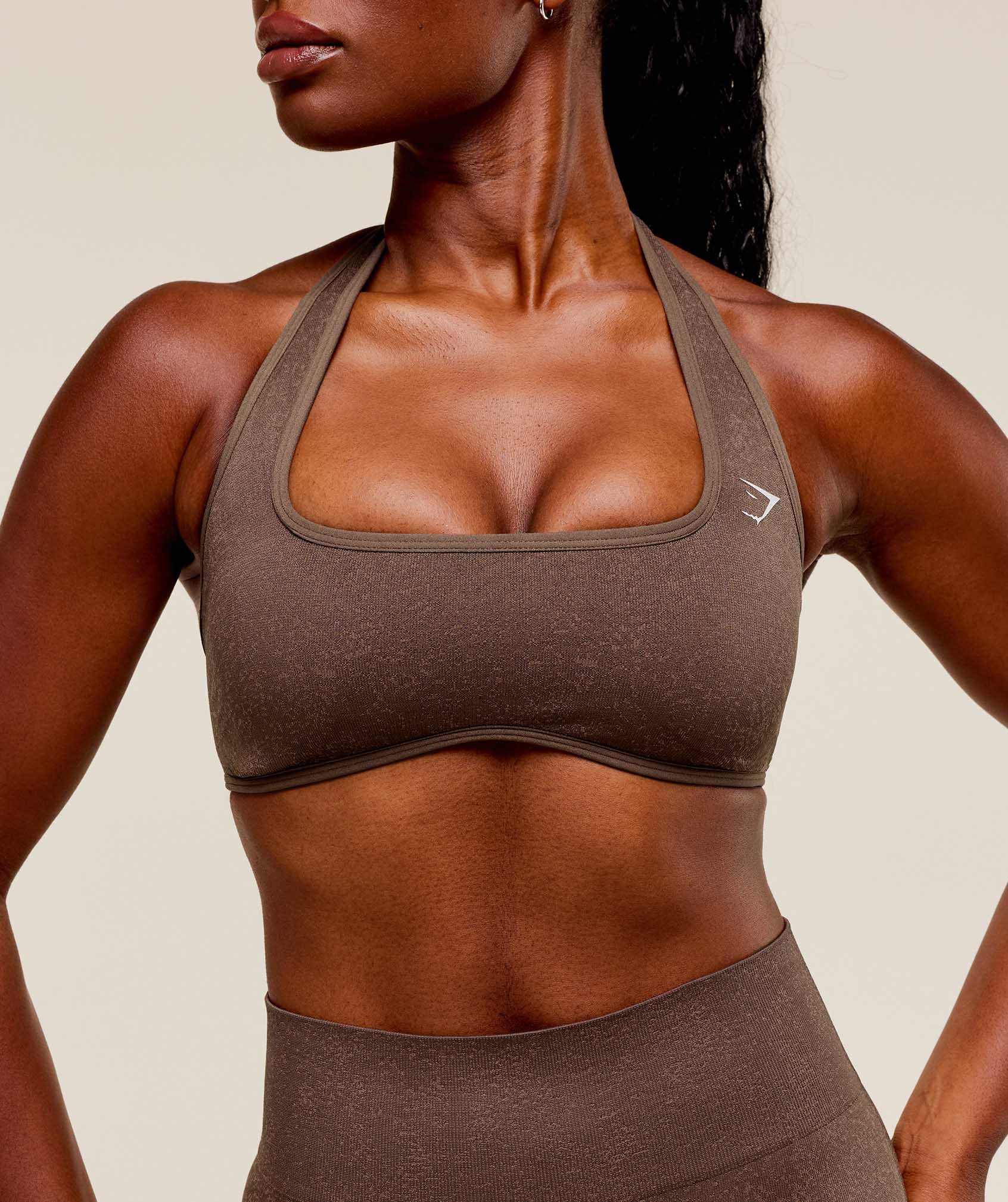 Women's Gymshark Adapt Fleck X Whitney Halterneck Sports Bra Soft Brown