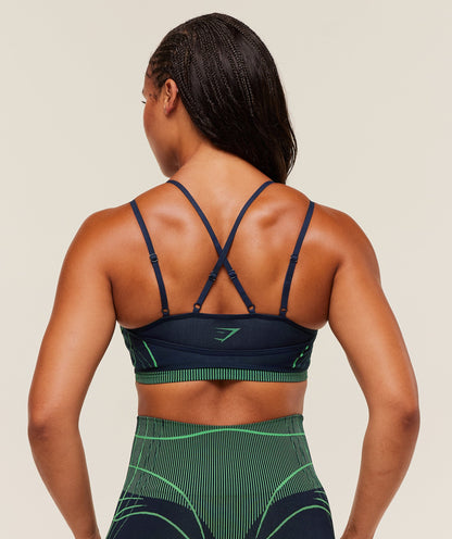 Women's Gymshark Apex Seamless Strappy Sports Bra Heavy Blue