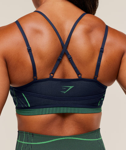 Women's Gymshark Apex Seamless Strappy Sports Bra Heavy Blue