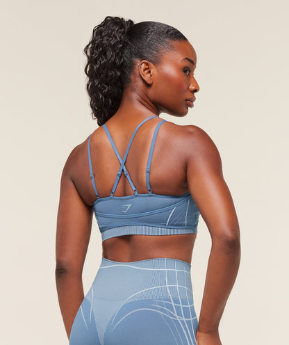 Women's Gymshark Apex Seamless Strappy Sports Bra Worn Blue