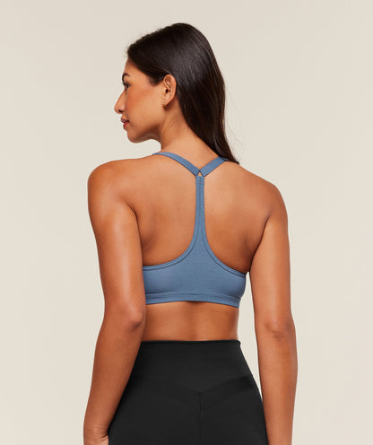 Women's Gymshark Cotton Blend Racerback Sports Bra Worn Blue