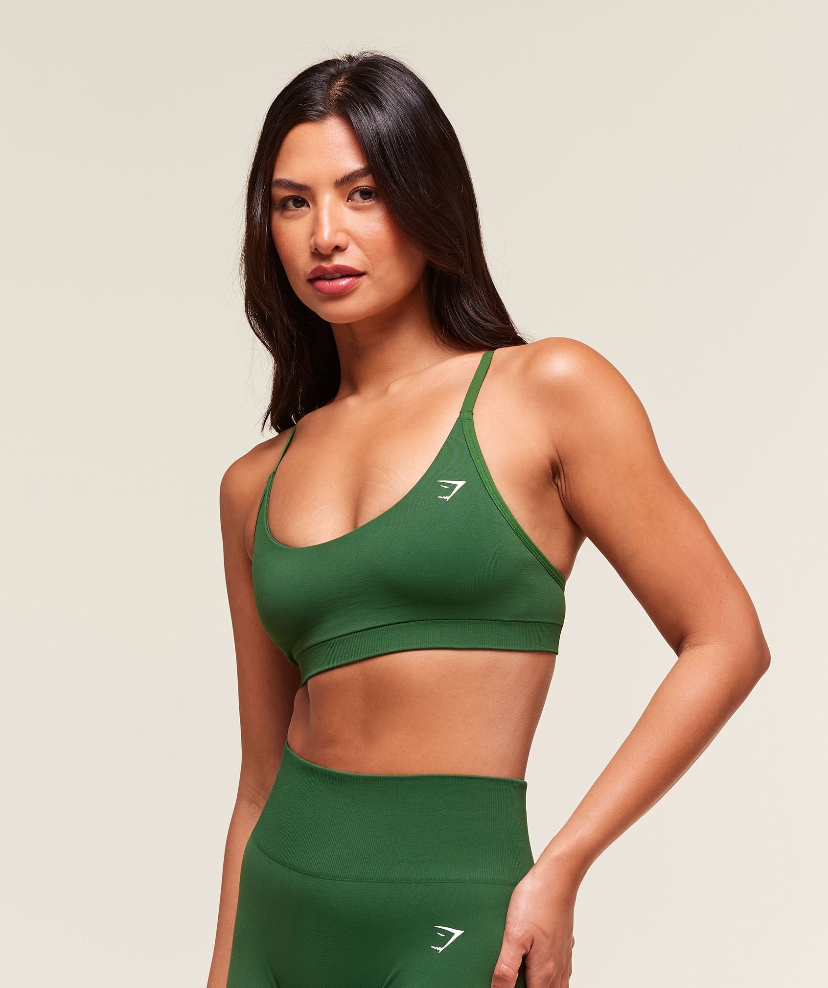 Women's Gymshark Everyday Seamless Racerback Sports Bra Athletic Green