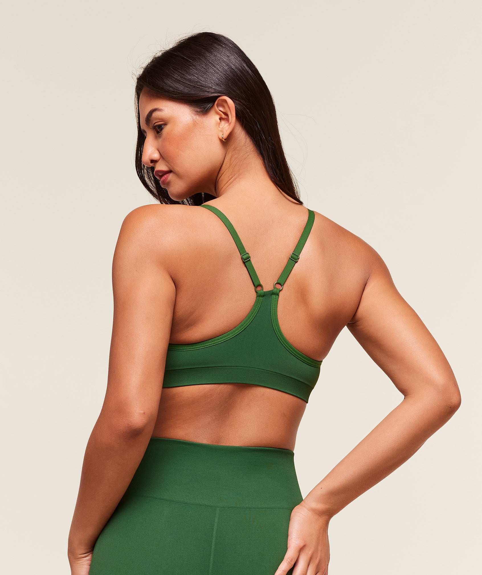 Women's Gymshark Everyday Seamless Racerback Sports Bra Athletic Green