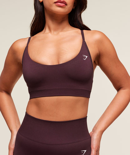 Women's Gymshark Everyday Seamless Racerback Sports Bra Cherry Purple