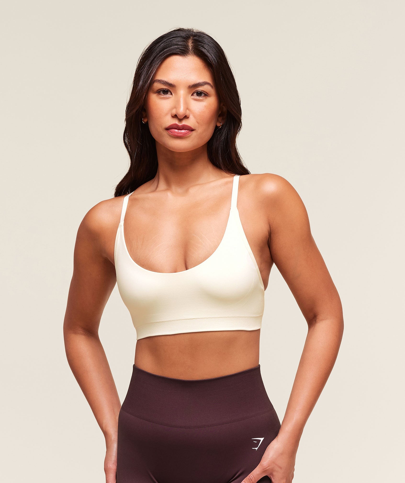 Women's Gymshark Everyday Seamless Racerback Sports Bra Soft White