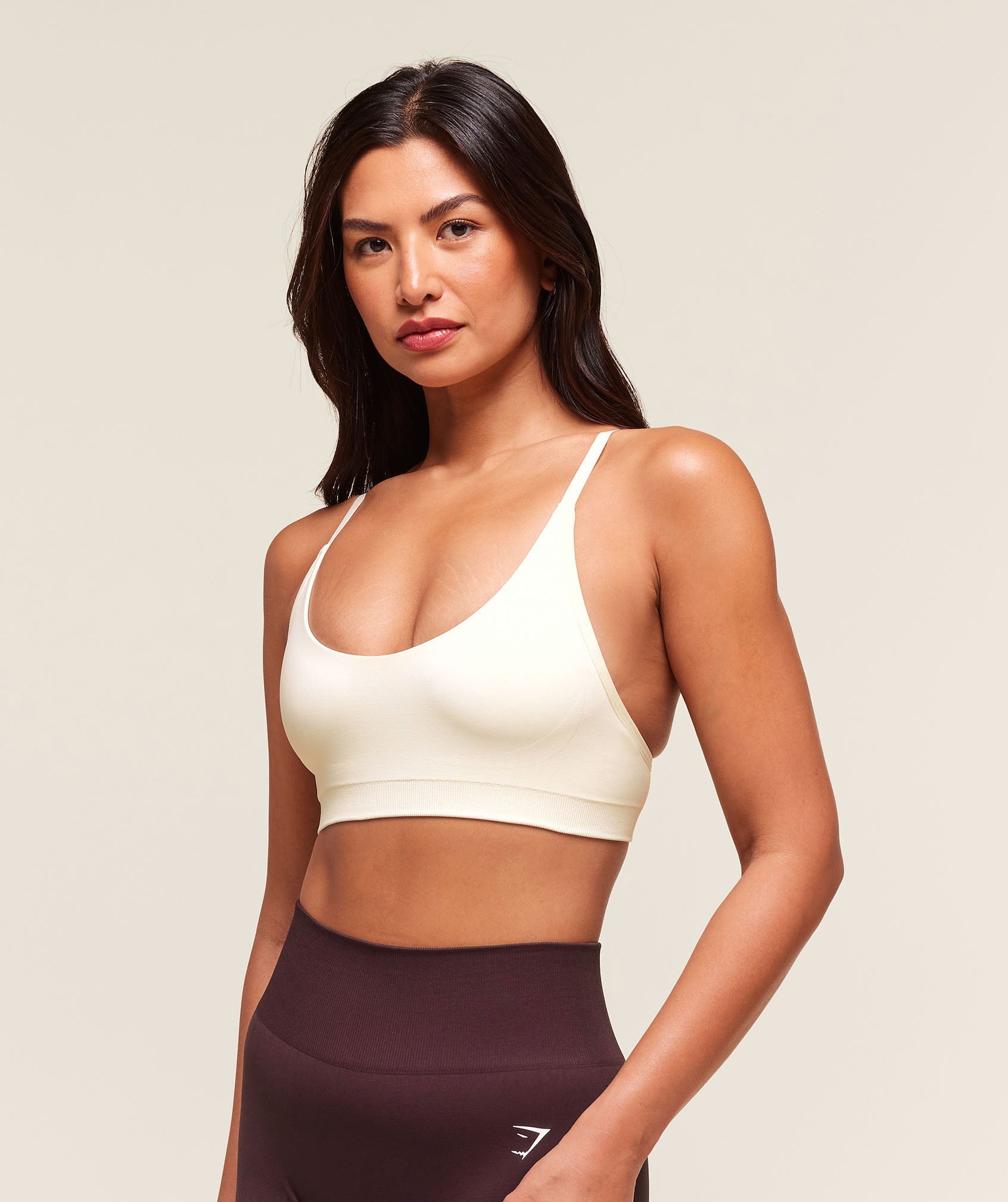 Women's Gymshark Everyday Seamless Racerback Sports Bra Soft White