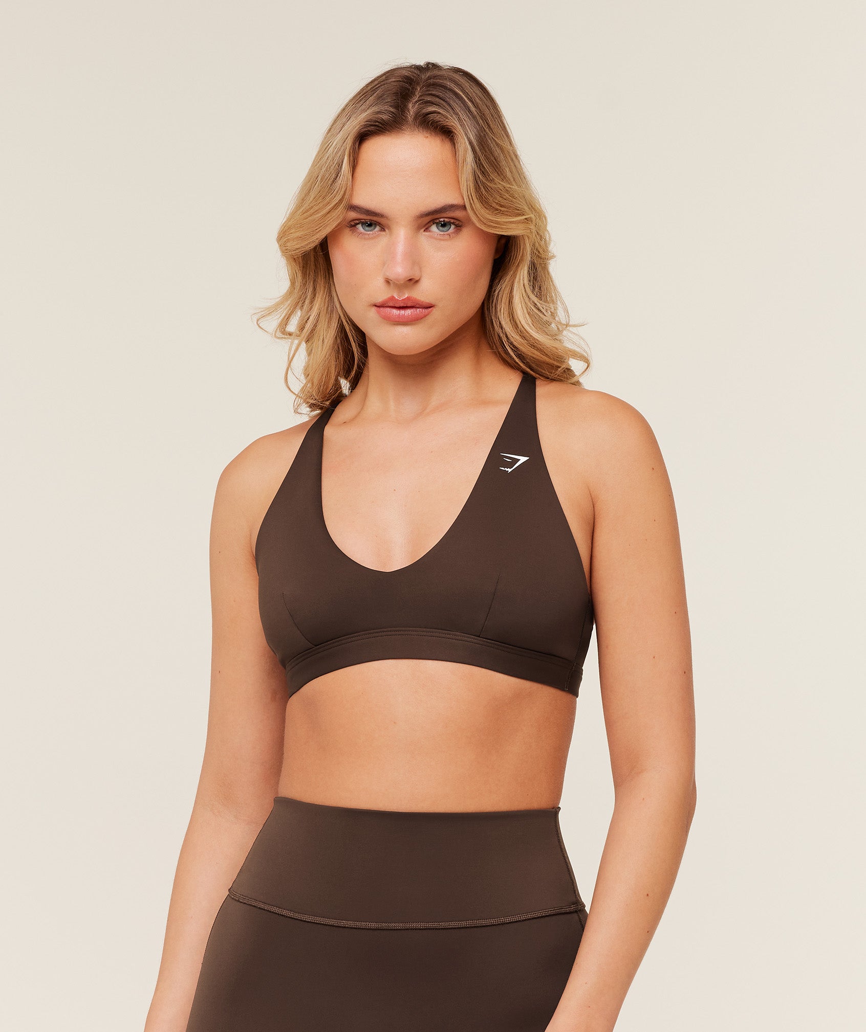 Women's Gymshark Flow Light Support Sports Bra Archive Brown