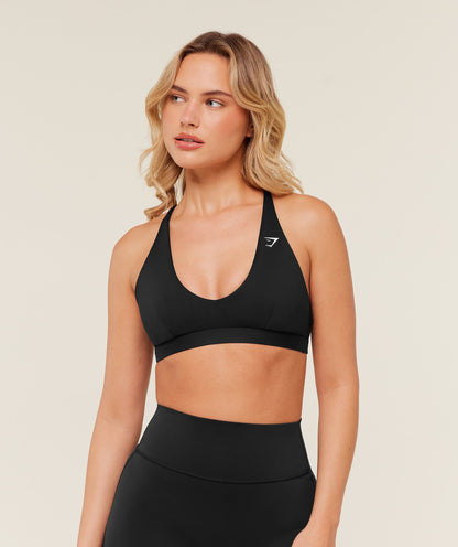 Women's Gymshark Flow Light Support Sports Bra Gs Black