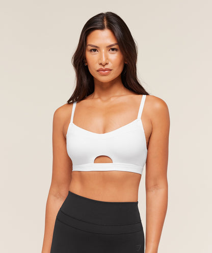 Women's Gymshark Balcony Peekaboo Sports Bra White