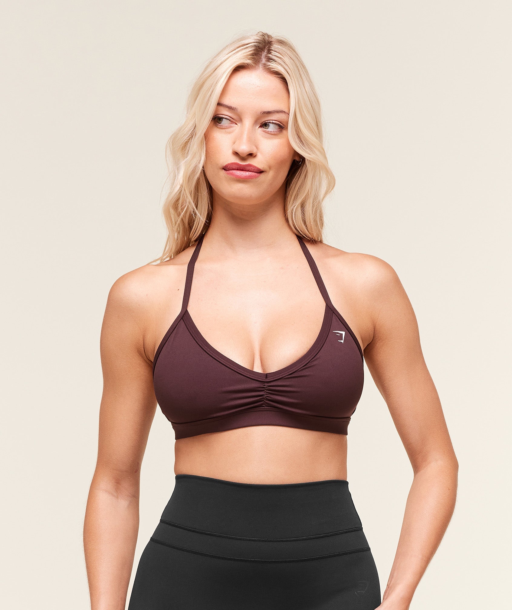 Women's Gymshark Minimal Halterneck Sports Bra Cherry Purple