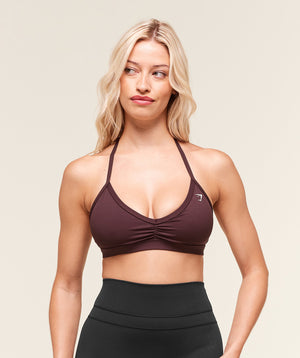 Women's Gymshark Minimal Halterneck Sports Bra Cherry Purple