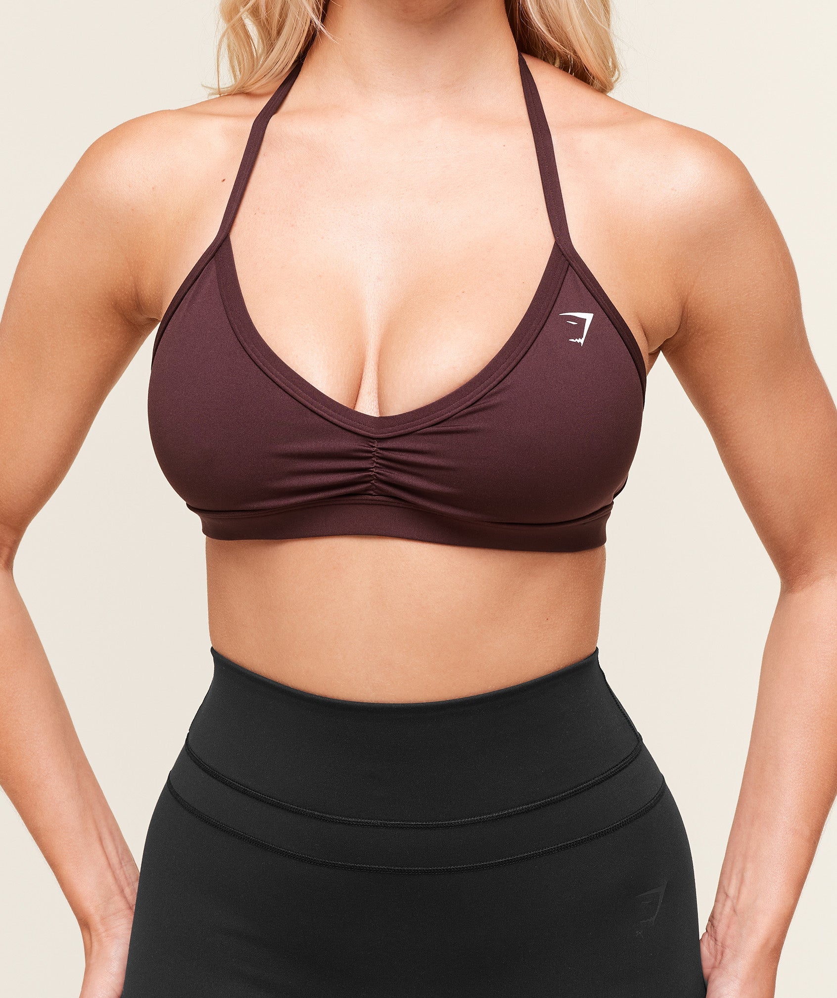 Women's Gymshark Minimal Halterneck Sports Bra Cherry Purple