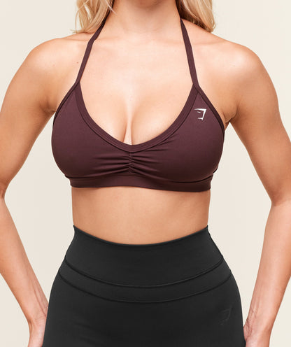 Women's Gymshark Minimal Halterneck Sports Bra Cherry Purple