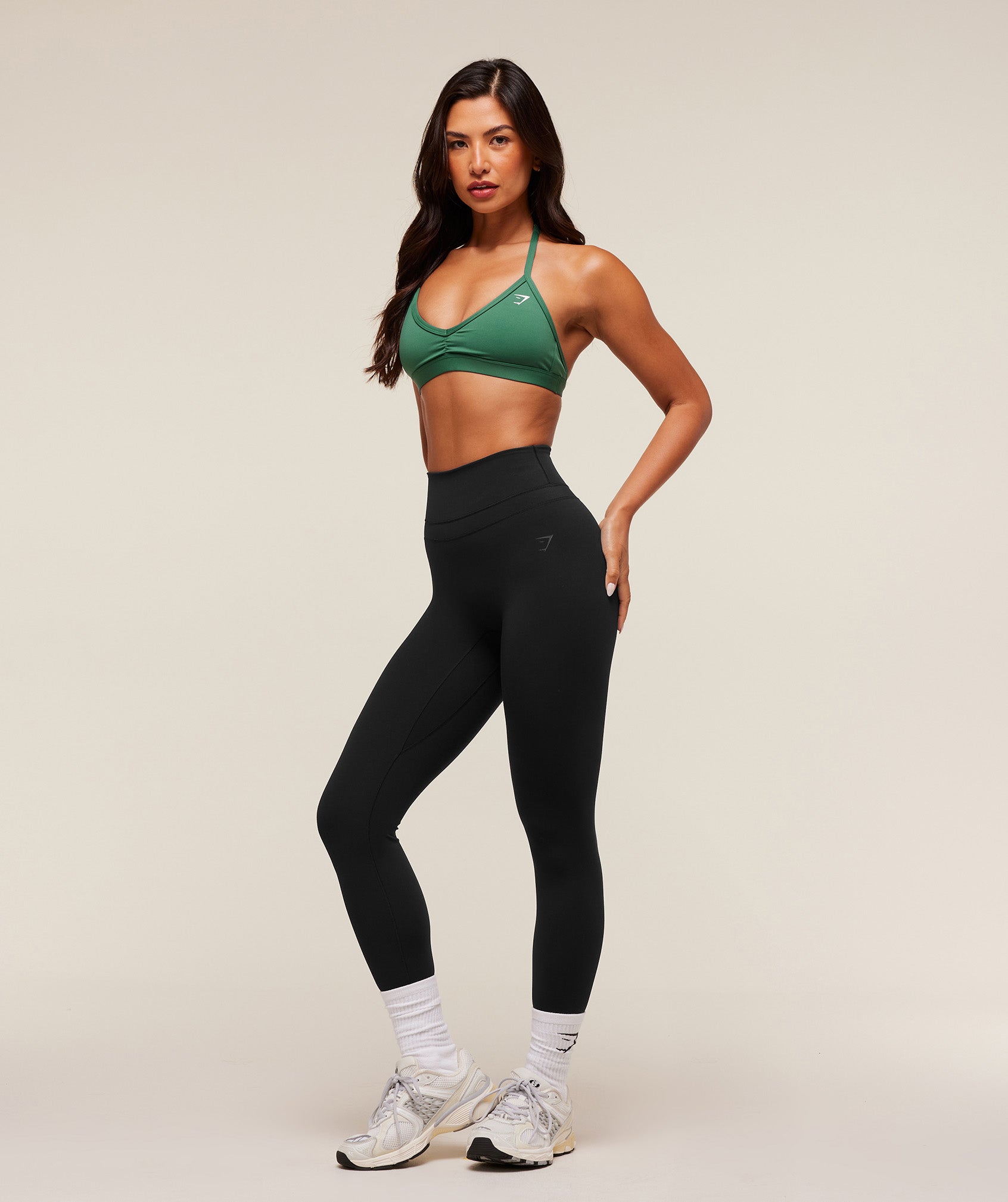 Women's Gymshark Minimal Halterneck Sports Bra Lift Green