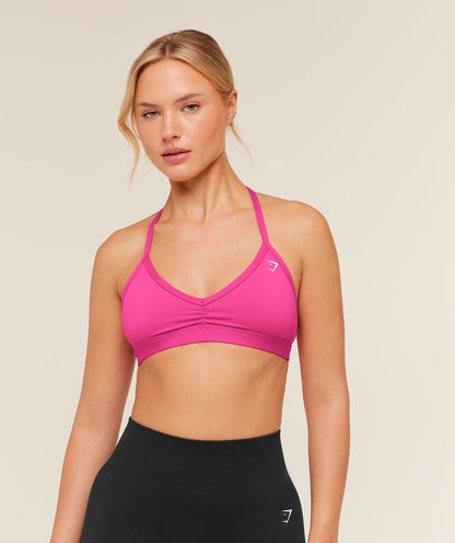 Women's Gymshark Minimal Halterneck Sports Bra Super-Set Pink