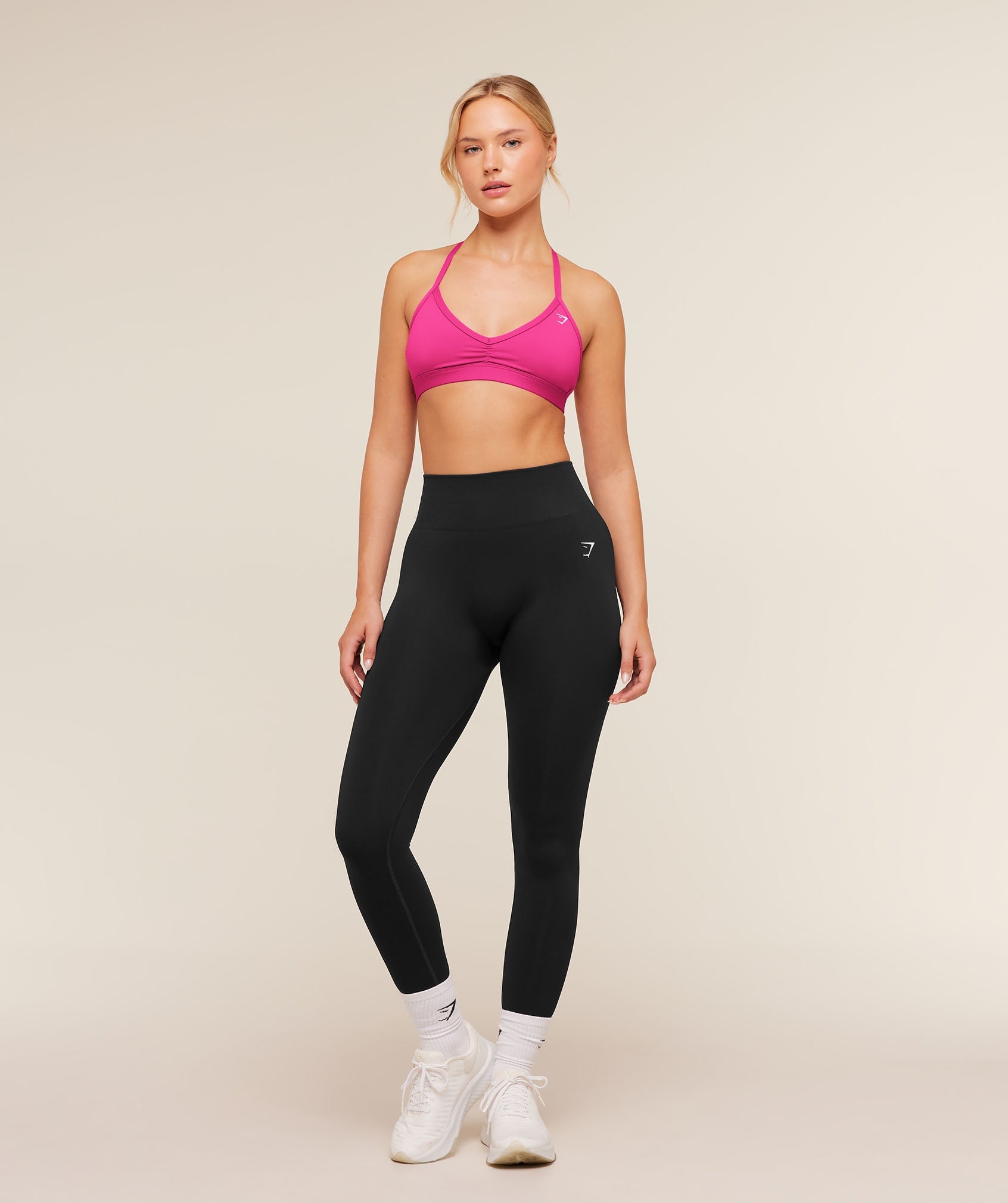 Women's Gymshark Minimal Halterneck Sports Bra Super-Set Pink