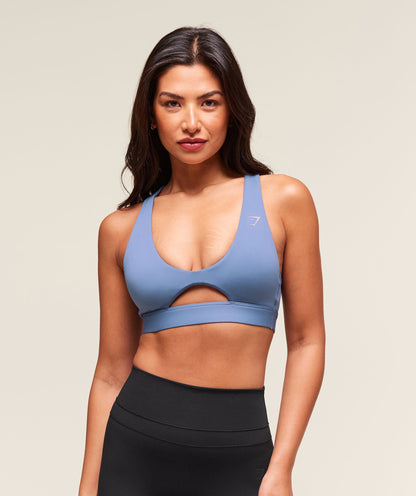 Women's Gymshark Peek A Boo Sports Bra Worn Blue