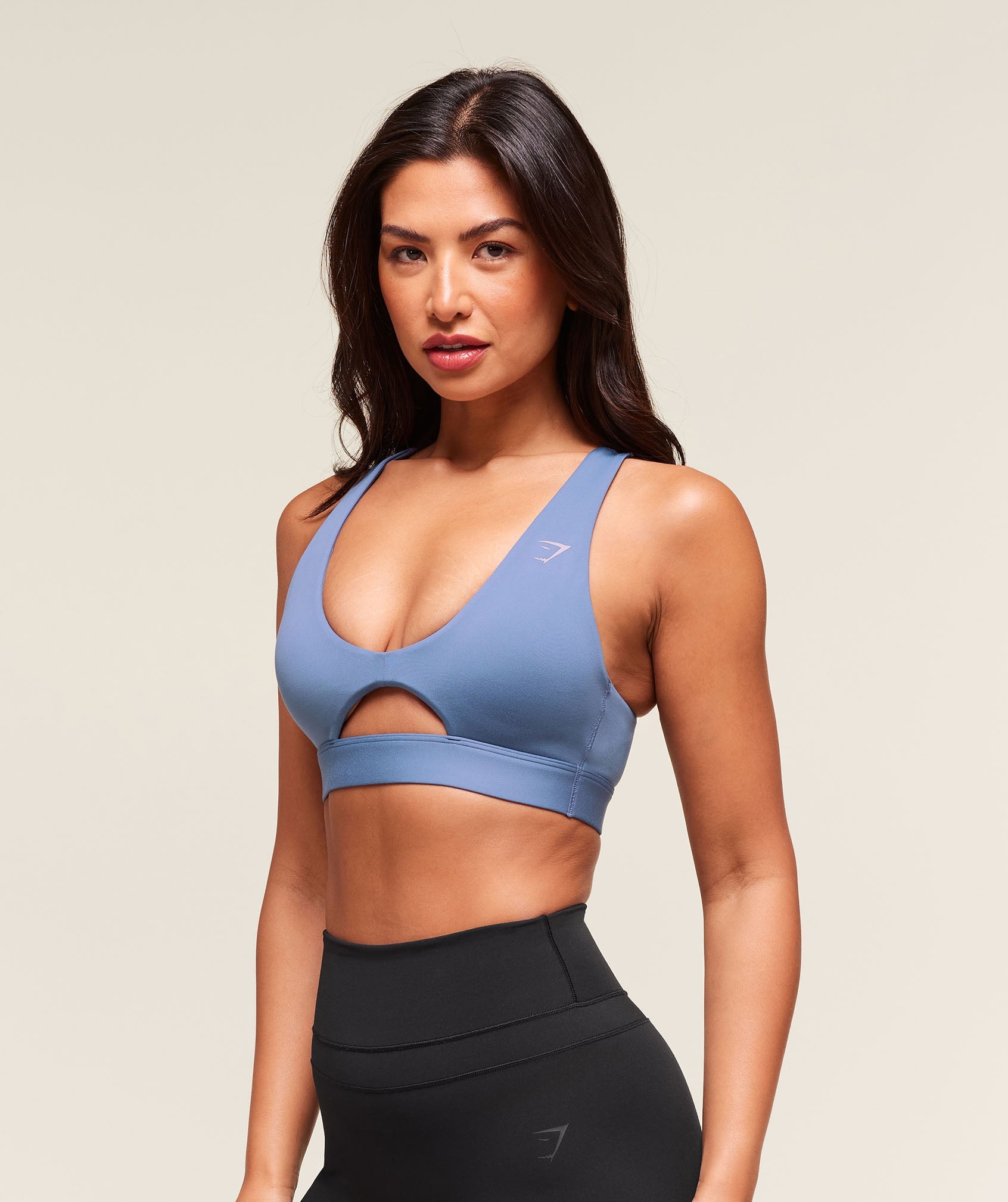 Women's Gymshark Peek A Boo Sports Bra Worn Blue