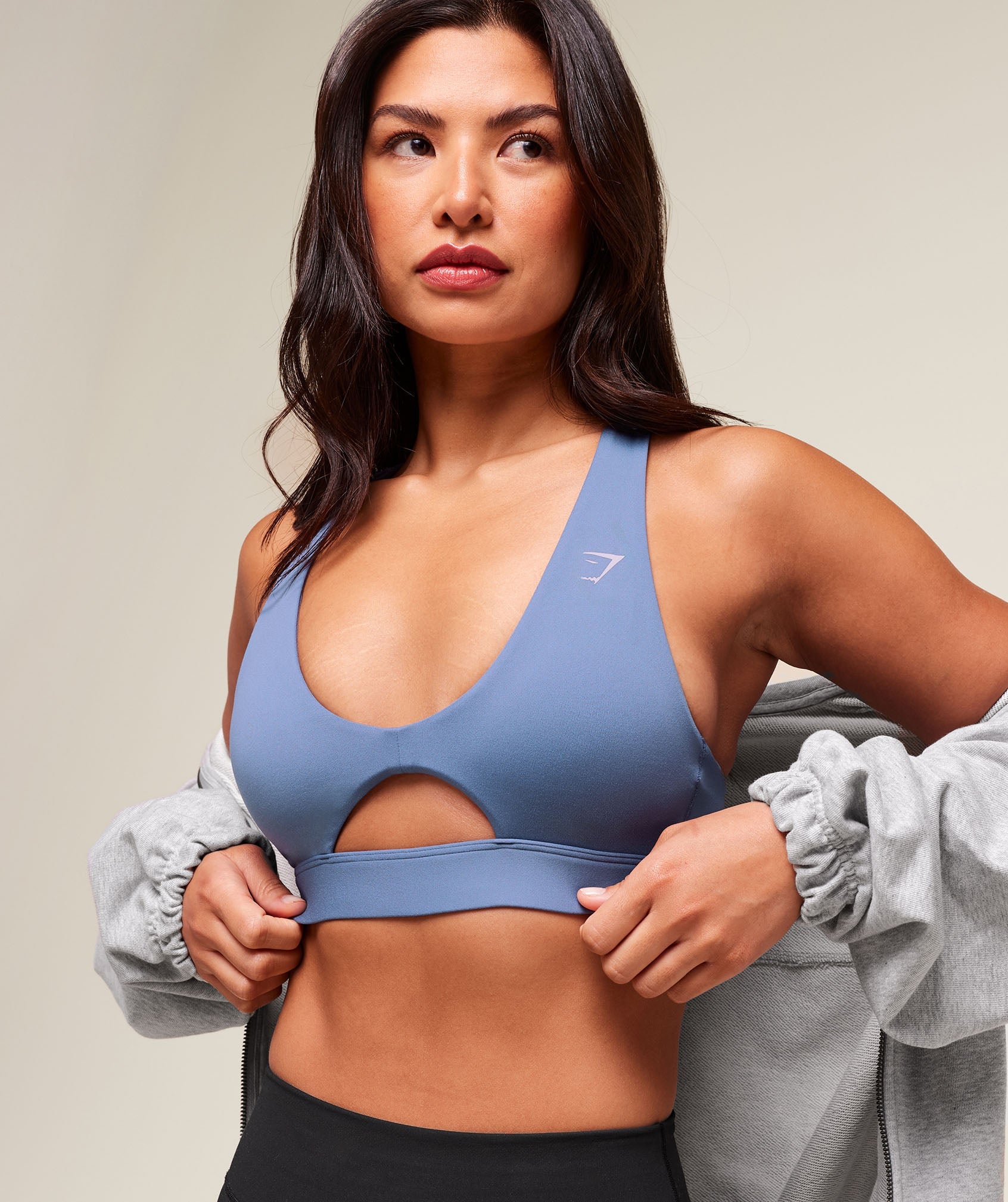 Women's Gymshark Peek A Boo Sports Bra Worn Blue