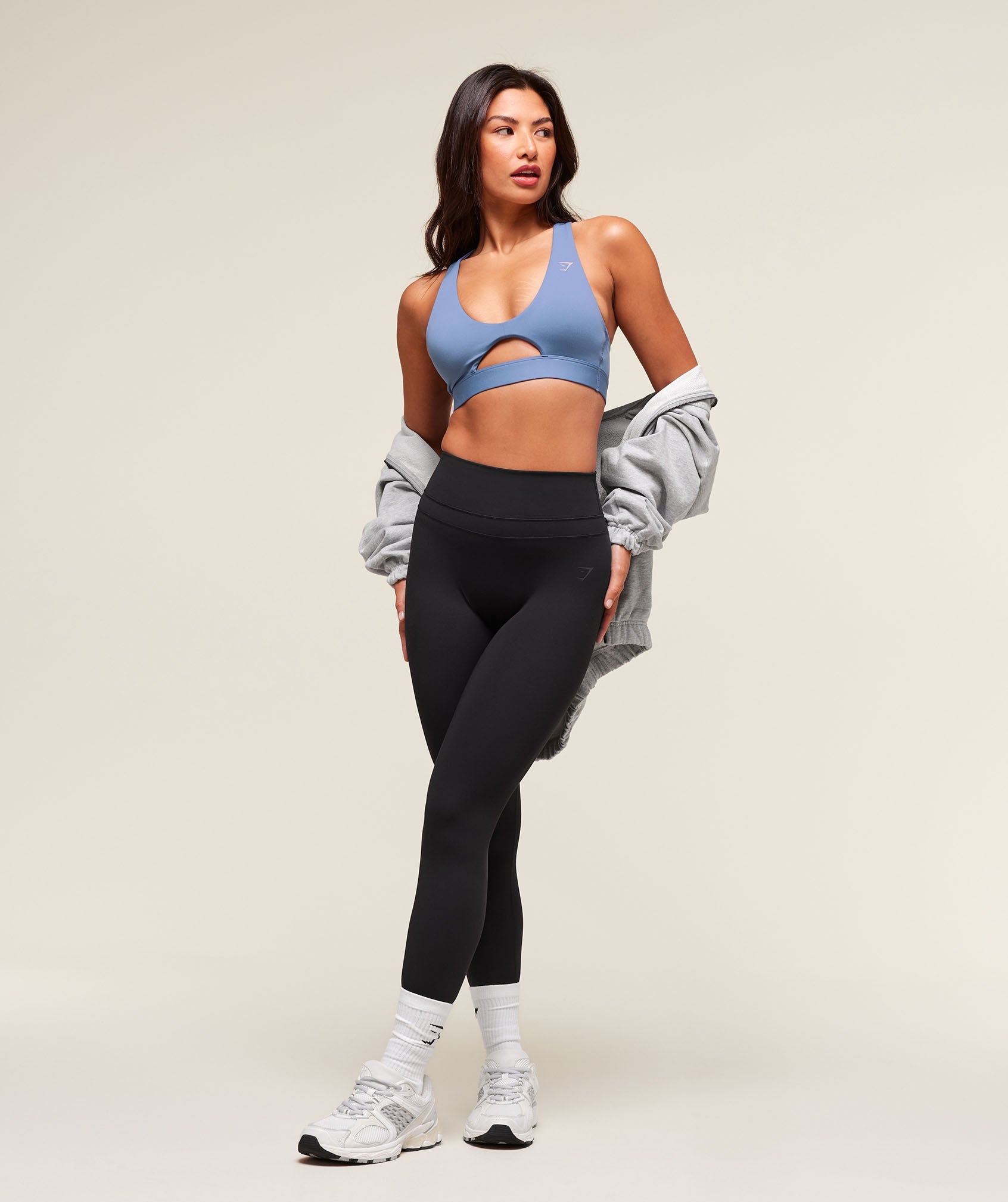 Women's Gymshark Peek A Boo Sports Bra Worn Blue
