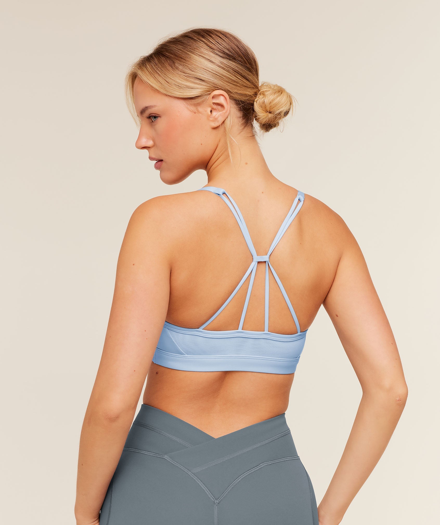 Women's Gymshark Ruched Strappy Sports Bra Chilled Blue
