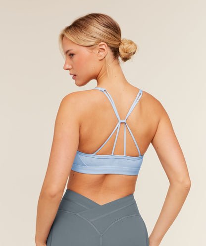 Women's Gymshark Ruched Strappy Sports Bra Chilled Blue