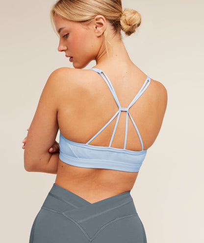 Women's Gymshark Ruched Strappy Sports Bra Chilled Blue