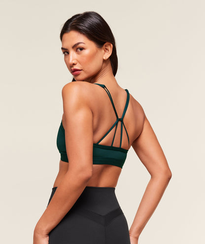 Women's Gymshark Ruched Strappy Sports Bra Deep Petrol Blue