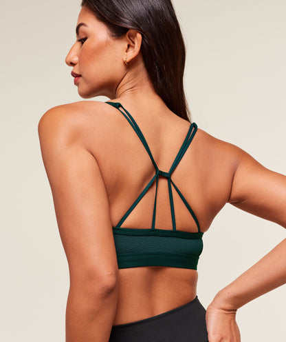 Women's Gymshark Ruched Strappy Sports Bra Deep Petrol Blue