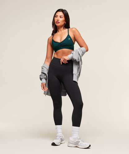 Women's Gymshark Ruched Strappy Sports Bra Deep Petrol Blue