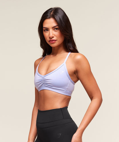 Women's Gymshark Ruched Strappy Sports Bra Peri Blue