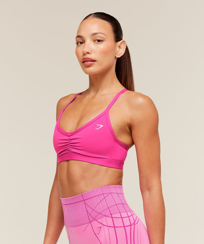 Women's Gymshark Ruched Strappy Sports Bra Super-Set Pink