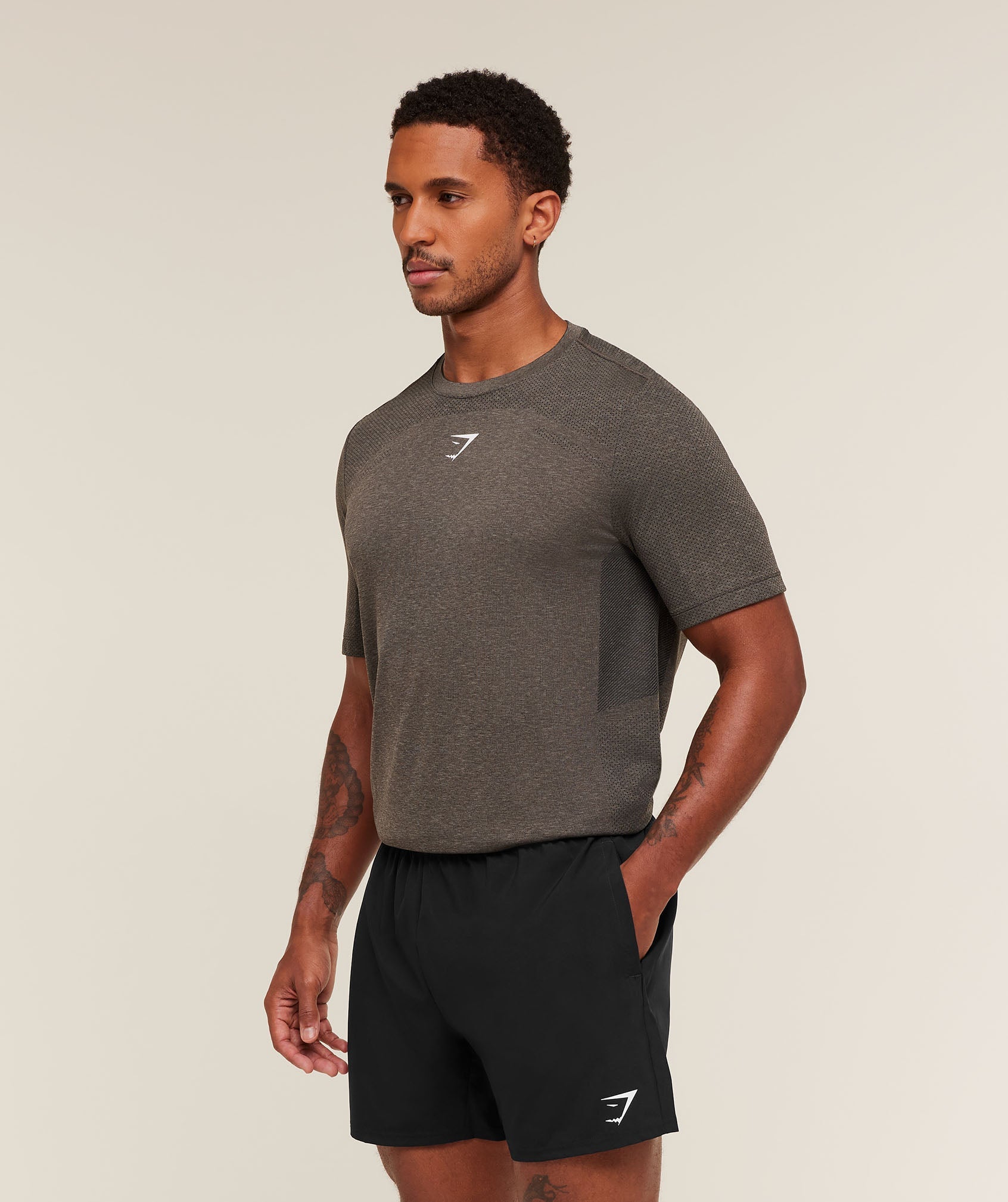 Gymshark Lightweight Seamless T-Shirt Archive Brown
