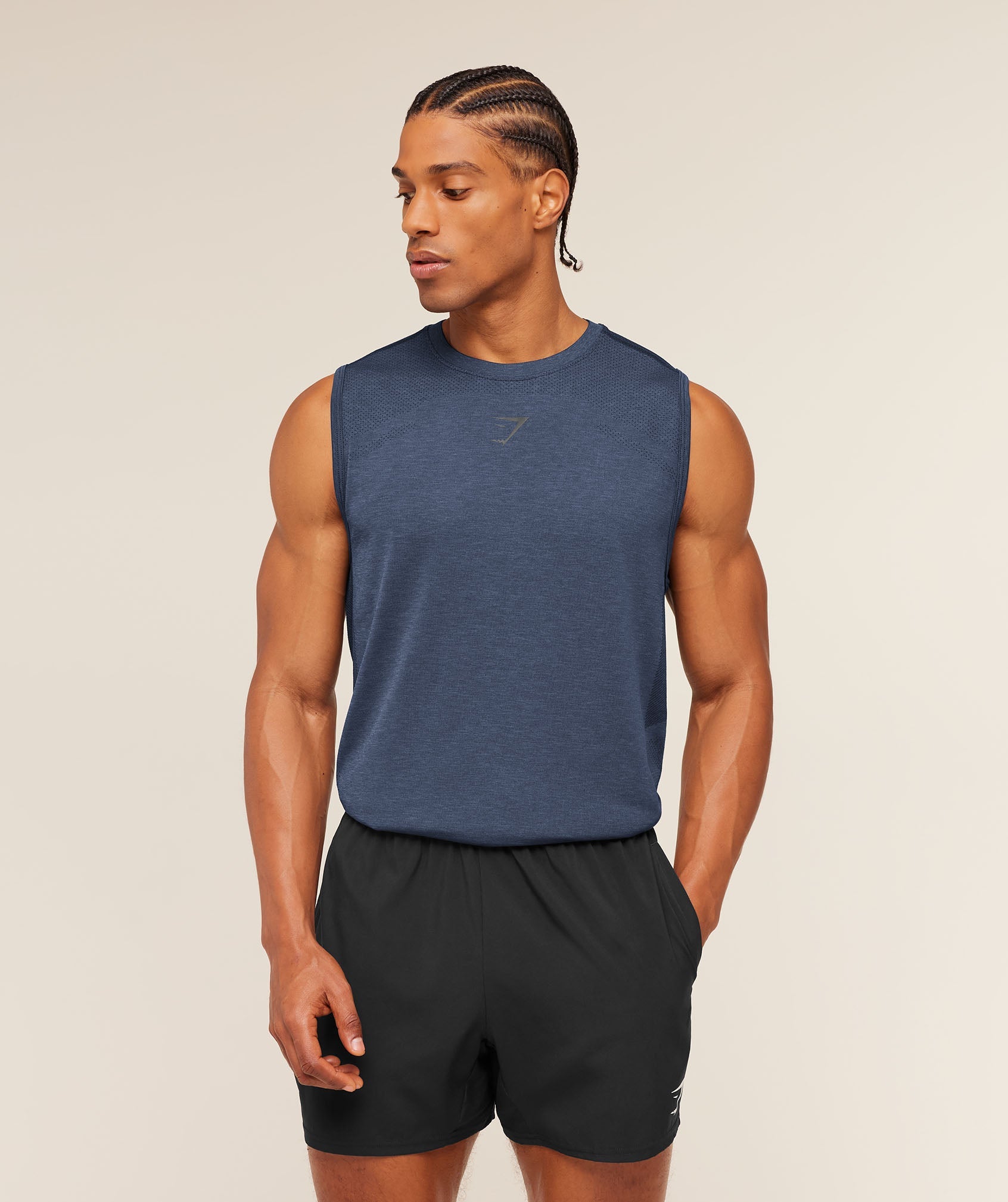 Gymshark Lightweight Seamless Tank Heavy Blue