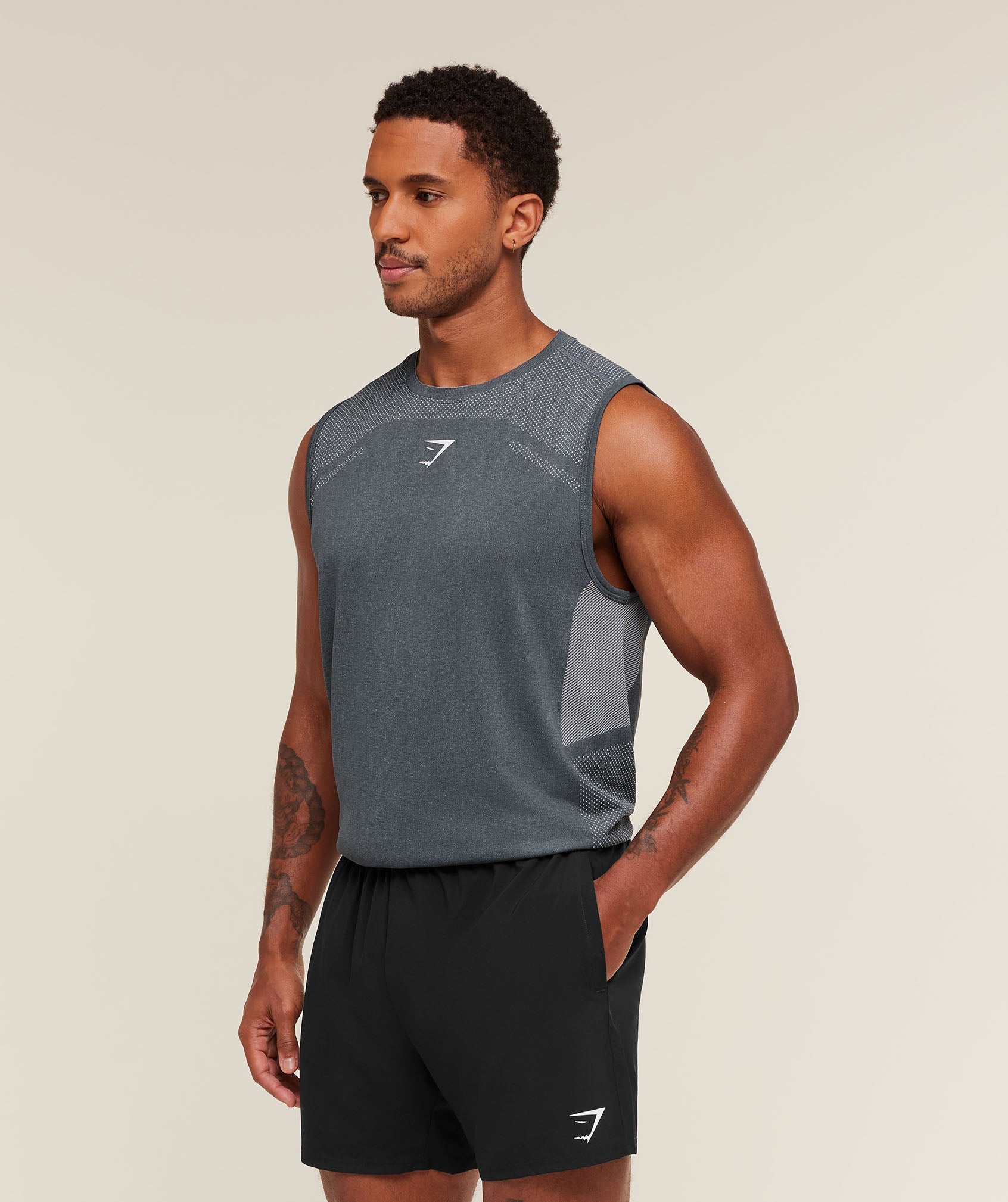 Gymshark Lightweight Seamless Tank Iron Blue