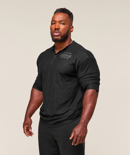 Gymshark Lightweight Slub Textured 3/4 Henley Black