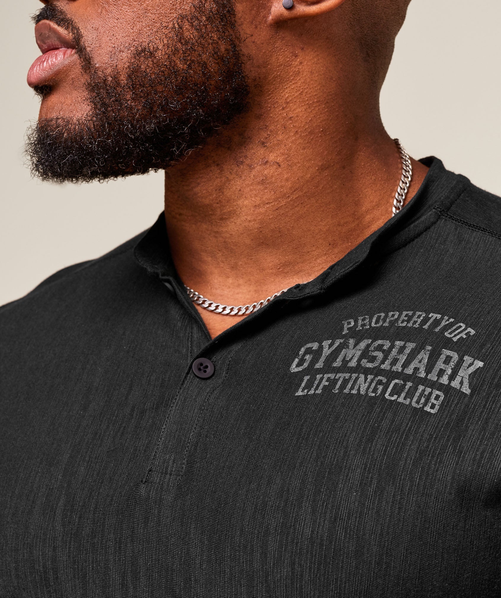 Gymshark Lightweight Slub Textured 3/4 Henley Black