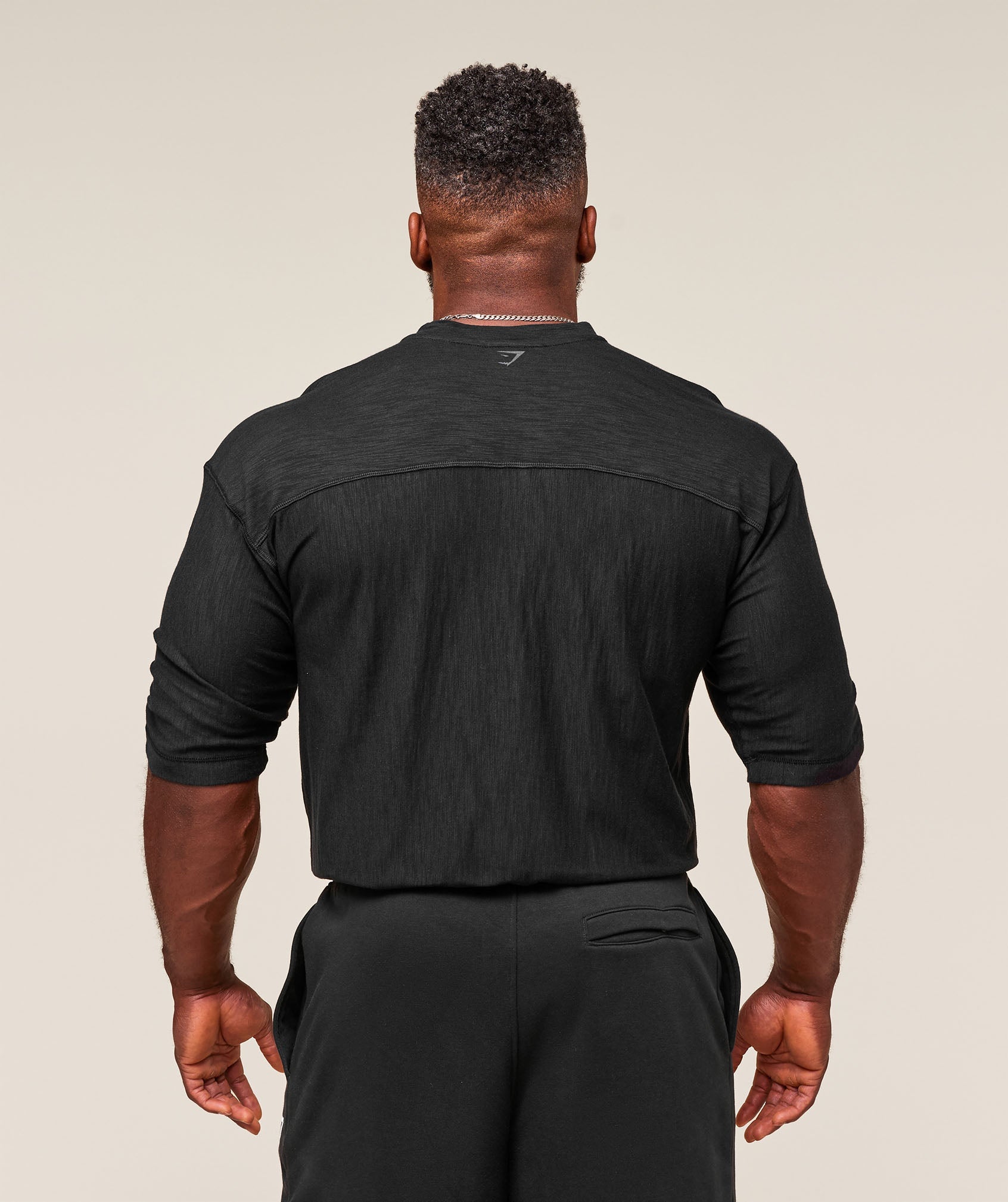 Gymshark Lightweight Slub Textured 3/4 Henley Black