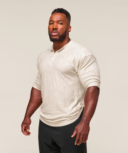 Gymshark Lightweight Slub Textured 3/4 Henley Oat White