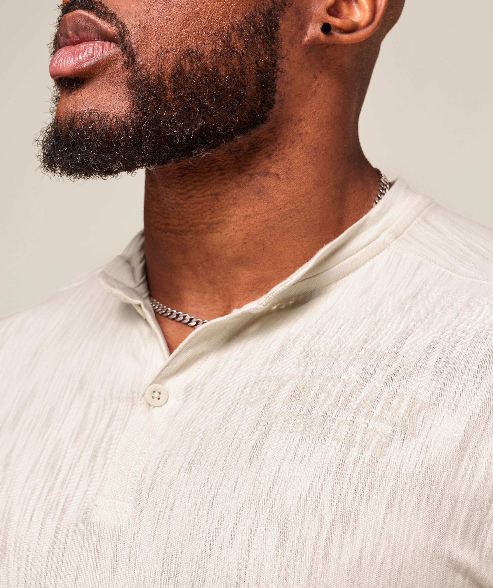 Gymshark Lightweight Slub Textured 3/4 Henley Oat White