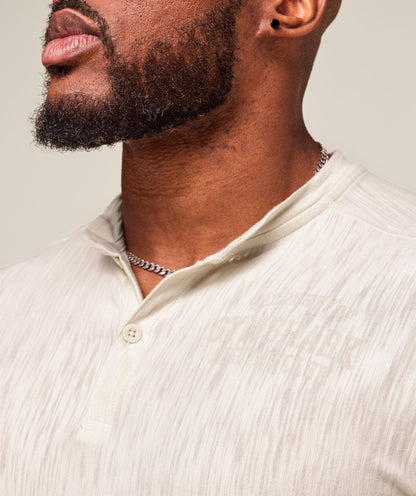 Gymshark Lightweight Slub Textured 3/4 Henley Oat White
