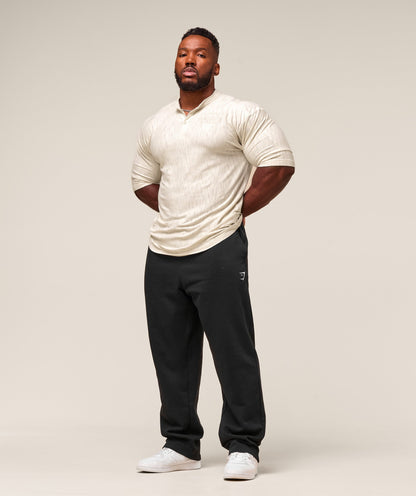 Gymshark Lightweight Slub Textured 3/4 Henley Oat White